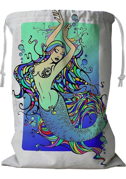 Deniz Kızı Ipli Çamaşır Sepeti 45X60 cm (Yurt Dışından)