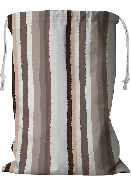 Çizgili Desenli Dikey Çizgili Çamaşır Sepeti Kordonlu 45X60 cm (Yurt Dışından)