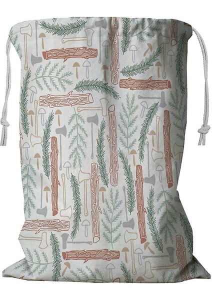 Karikatür Ipli Ahşap Çamaşır Sepeti 45X60 cm (Yurt Dışından)