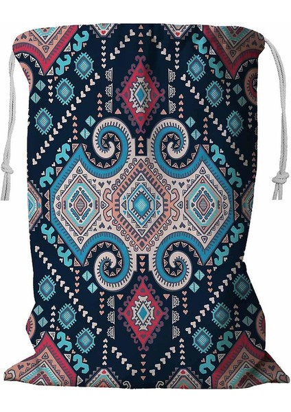 Tribal Vintage Ipli Etnik Çamaşır Sepeti 45X60 cm (Yurt Dışından)