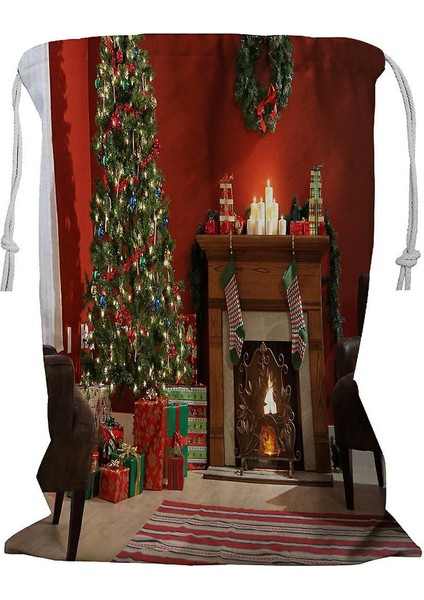 Şenlikli Yılbaşı Ipli Iç Çamaşır Sepeti 45X60 cm (Yurt Dışından)