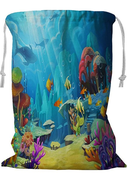 Dağ Deniz Balığı Kuş Çamaşır Sepeti Ipli 45X60 cm (Yurt Dışından)