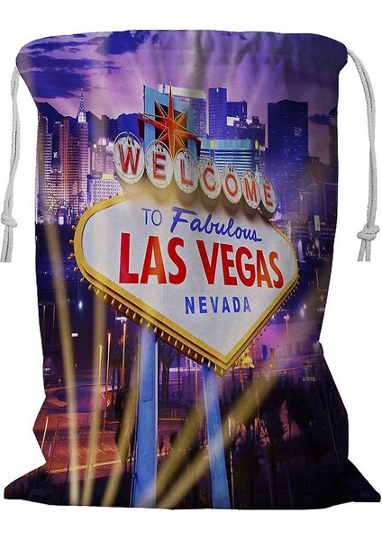 Las Vegas Showtime Vegas Strip Karşılama Tabelası Ipli Çamaşır Sepeti 45X60 cm (Yurt Dışından)