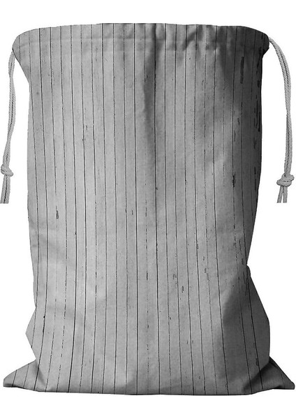 Yıpranmış Beyaz Boyalı Ipli Ahşap Çamaşır Sepeti 45X60 cm (Yurt Dışından)