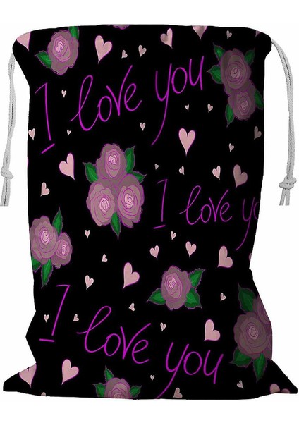 Doodle Desenli Egzotik Çiçekli Ipli Çamaşır Sepeti 45X60 cm (Yurt Dışından)