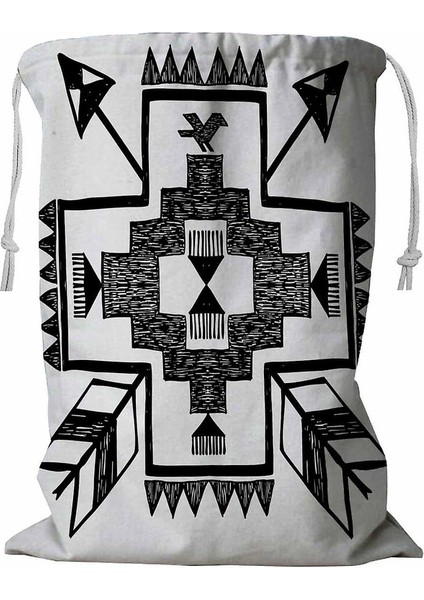 Siyah Beyaz Ipli Çamaşır Sepeti 45X60 cm (Yurt Dışından)