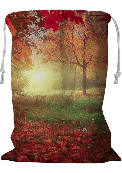 Yaprak Döken Kordonlu Doğal Çamaşır Sepeti 45X60 cm (Yurt Dışından)