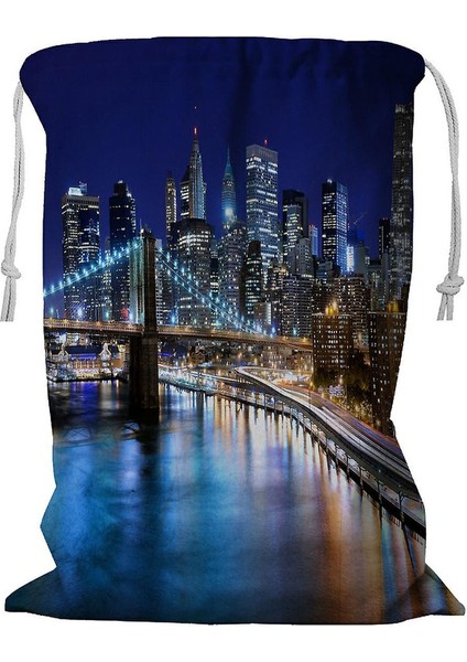 Skyline Of Downtown New York Usa Ipli Çamaşır Sepeti 45X60 cm (Yurt Dışından)