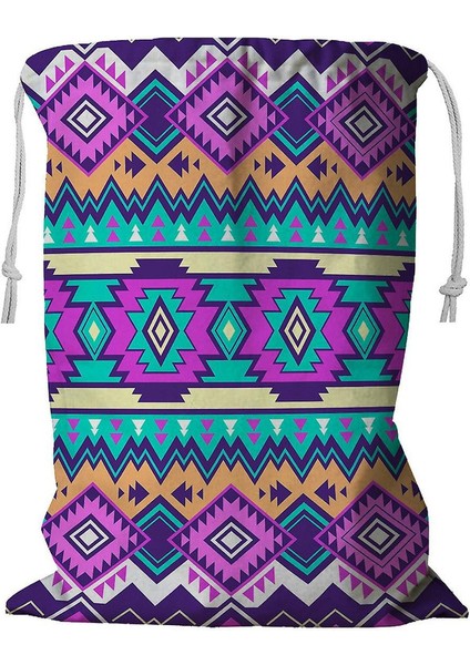 Çok Renkli Aztek Ipli Çamaşır Sepeti 45X60 cm (Yurt Dışından)