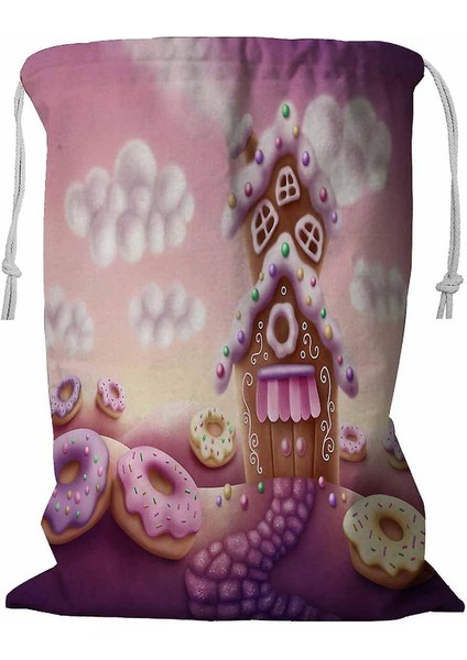 Renkli Evler Ipli Çamaşır Sepeti 45X60 cm (Yurt Dışından)