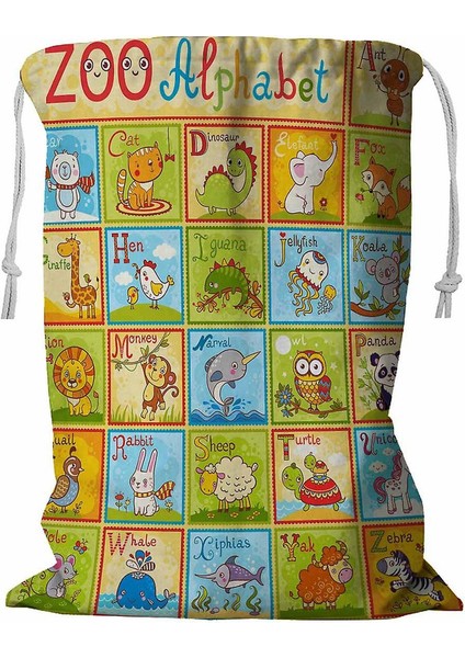 Hayvanat Bahçesi Alfabe Çamaşır Sepeti Ipli 45X60 cm (Yurt Dışından)