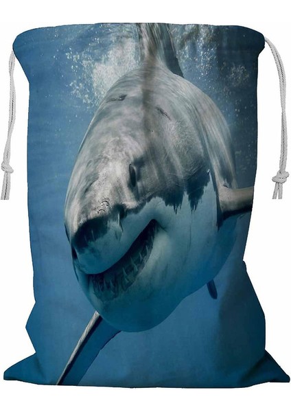 Büyük Beyaz Köpekbalığı Iling Ipli Çamaşır Sepeti 45X60 cm (Yurt Dışından)