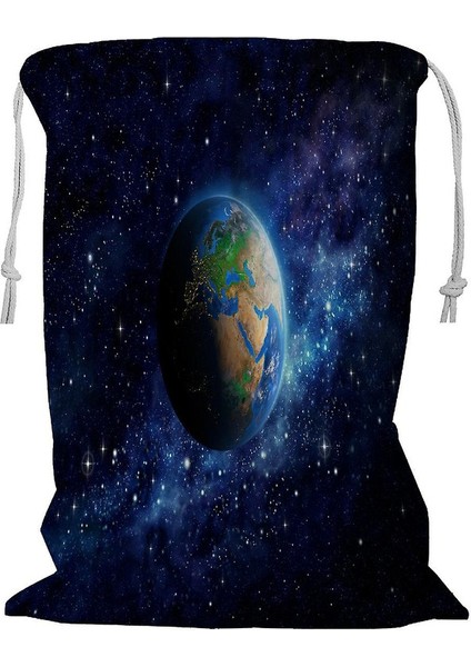 Planet Earth Deep Space Avrupa Asya Orta Doğu Ipli Çamaşır Sepeti 45X60 cm (Yurt Dışından)