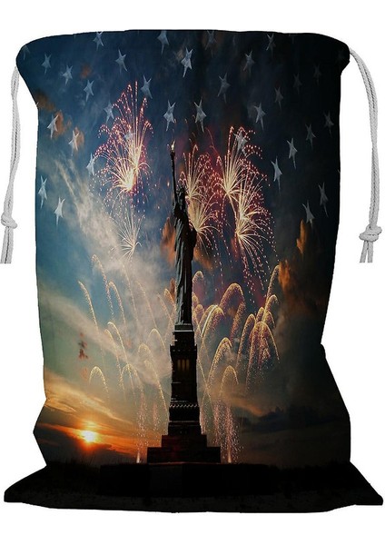 Özgürlük Heykeli Kordonlu Çamaşır Sepeti 45X60 cm (Yurt Dışından)