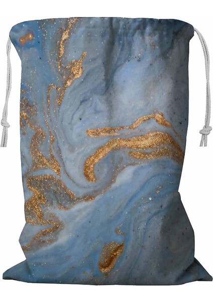 Mermer Dokulu Doğu Tekniği Ebru Ipli Çamaşır Sepeti 45X60 cm (Yurt Dışından)