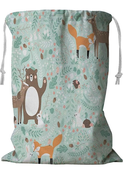 Orman Hayvanları Ayı Geyik Tilki Tavşan Kuş Kirpi Çamaşır Sepeti Ipli 45X60 cm (Yurt Dışından)