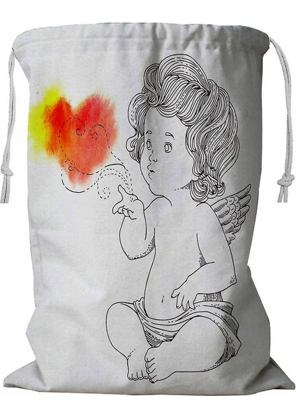 Happy Valentines Day Angels Hearts Ipli Çamaşır Sepeti 45X60 cm (Yurt Dışından)