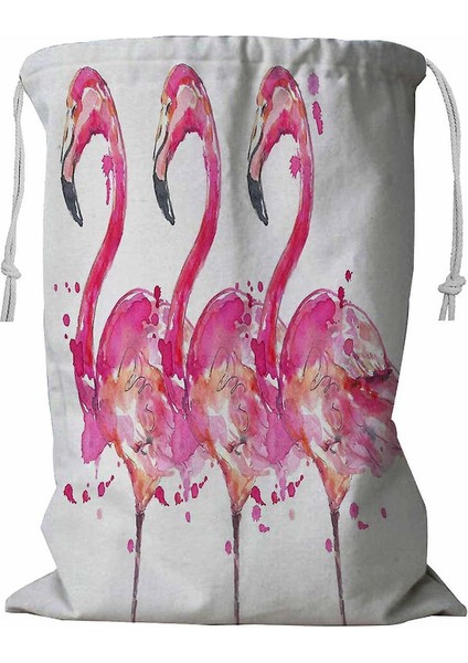 Flamingo Çamaşır Sepeti Kordonlu 45X60 cm Pembe (Yurt Dışından)