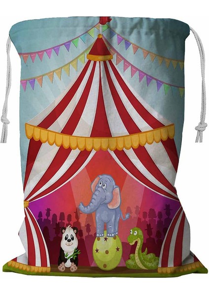 Sirk Çadırı Hayvanlar Ipli Çamaşır Sepeti 45X60 cm (Yurt Dışından)