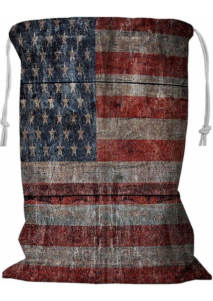 Ipli Ahşap Abd Bayrağı Çamaşır Sepeti 45X60 cm (Yurt Dışından)