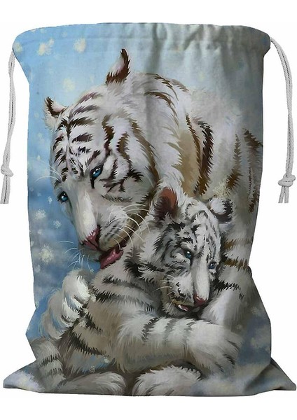 Beyaz Kaplanlar Ipli Çamaşır Sepeti 45X60 cm (Yurt Dışından)