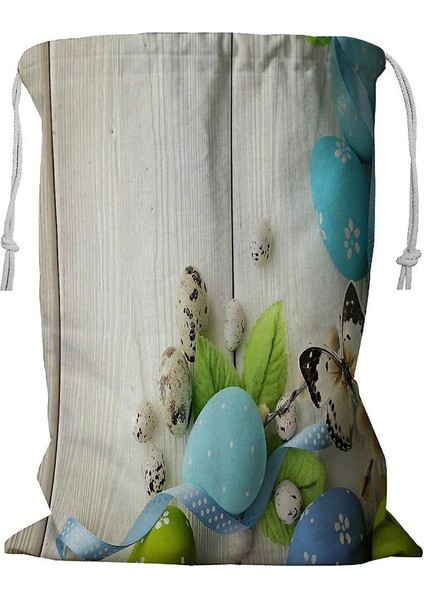 Renkli Paskalya Yumurtaları Ipli Çamaşır Sepeti 45X60 cm (Yurt Dışından)