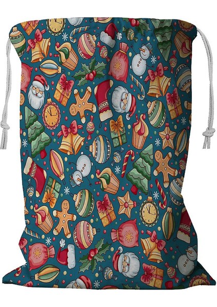 Noel Yeni Yıl Ipli Çamaşır Sepeti 45X60 cm (Yurt Dışından)