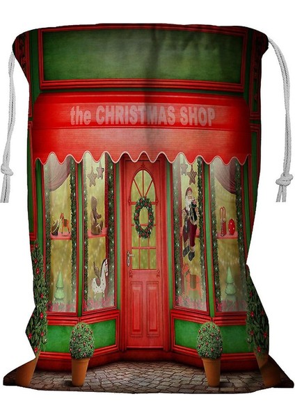Kırmızı Noel Dükkanı Oyuncak Çamaşır Sepeti Ipli 45X60 cm (Yurt Dışından)