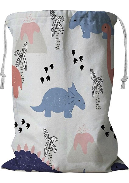 Sevimli Dinozorlar Ipli Çamaşır Sepeti 45X60 cm (Yurt Dışından)
