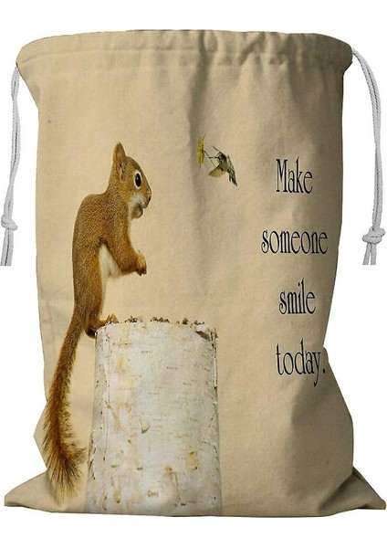 Mutlu Sincap Alıcı Çiçek Sinekkuşu Arkadaşı Çamaşır Sepeti Ipli 45X60 cm (Yurt Dışından)