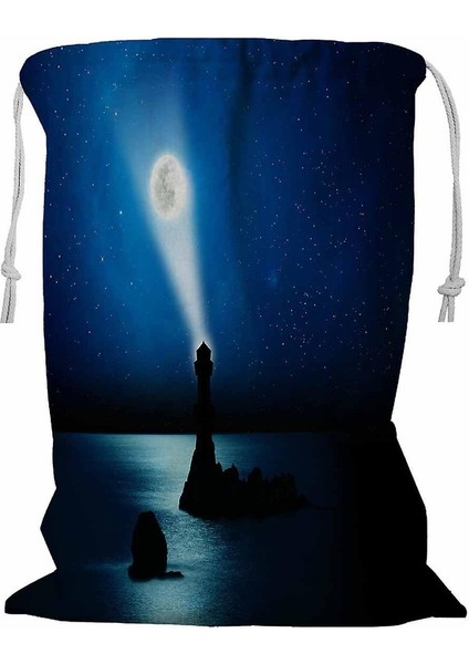 The Moon Rise Up Ipli Çamaşır Sepeti 45X60 cm (Yurt Dışından)