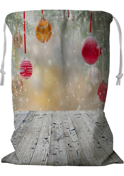 Yılbaşı Süsleri Ahşap Tatil Topları Ipli Kar Çamaşır Sepeti 45X60 cm (Yurt Dışından)