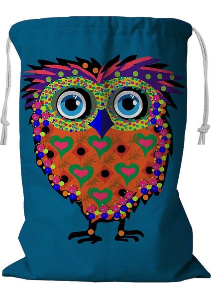Baykuş Popüler Hipster Karakterleri Ipli Çamaşır Sepeti 45X60 cm (Yurt Dışından)