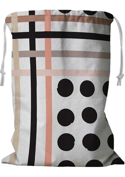 Puantiyeli Çizgili Çamaşır Sepeti Kordonlu 45X60 cm (Yurt Dışından)