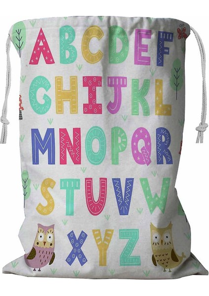 Komik Orman Alfabesi Ipli Çamaşır Sepeti 45X60 cm (Yurt Dışından)