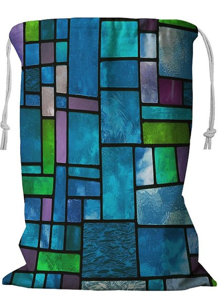 Çok Renkli Vitray Pencere Ipli Düzensiz Blok Çamaşır Sepeti 45X60 cm (Yurt Dışından)