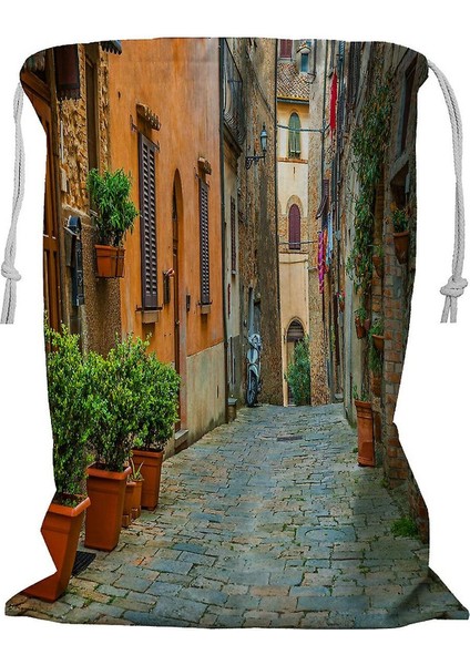 Beautiful Alley In Tuscany Old Town Italya Ipli Çamaşır Sepeti 45X60 cm (Yurt Dışından)