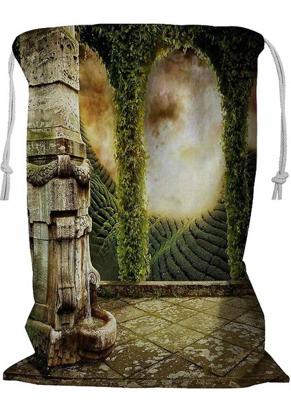 Mistik Manzaranın Güzel Peri Masalı Görünümü Ipli Çamaşır Sepeti 45X60 cm (Yurt Dışından)