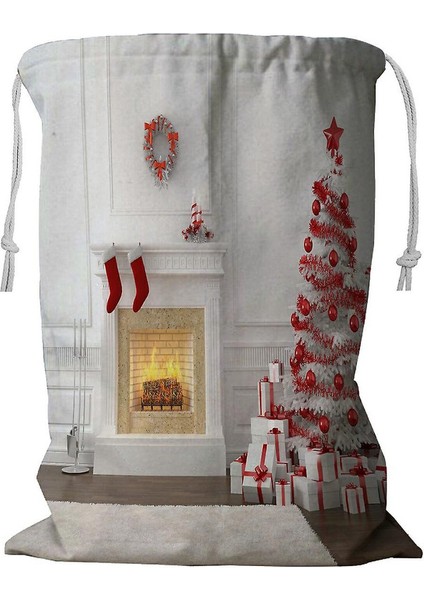 Şömineli Yılbaşı Ağacı Hediyeli Çamaşır Sepeti Ipli 45X60 cm (Yurt Dışından)