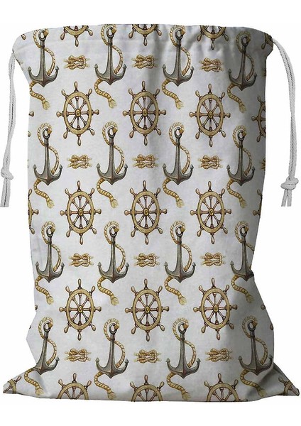 Deniz Desenli Ipli Çamaşır Sepeti 45X60 cm A--19965 (Yurt Dışından)