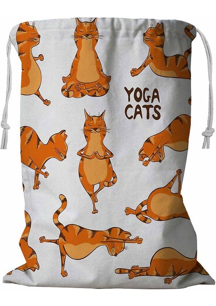 Çizgi Film Eğlenceli Kırmızı Kedi Çamaşır Sepeti Kordonlu 45X60 cm (Yurt Dışından)