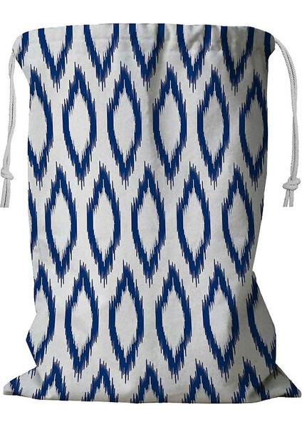 Mavi Beyaz Ikat Geleneksel Ipli Kumaş Çamaşır Sepeti 45X60 cm (Yurt Dışından)