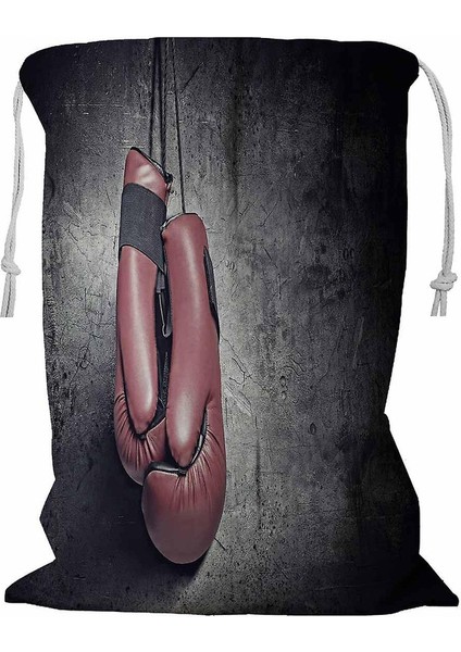 Çift Kırmızı Boks Eldiveni Duvara Asılı Ipli Çamaşır Sepeti 45X60 cm (Yurt Dışından)