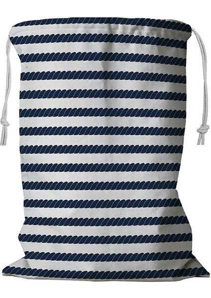 Ipli Çizgili Desenli Çamaşır Sepeti 45X60 cm (Yurt Dışından)