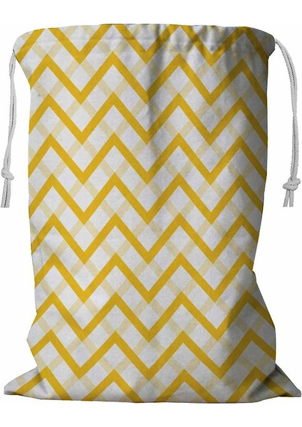 Sarı Bindirmeli Zikzak Ipli Çamaşır Sepeti 45X60 cm (Yurt Dışından)