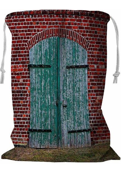 Tuğla Evdeki Eski Ahşap Kapı Ipli Çamaşır Sepeti 45X60 cm (Yurt Dışından)