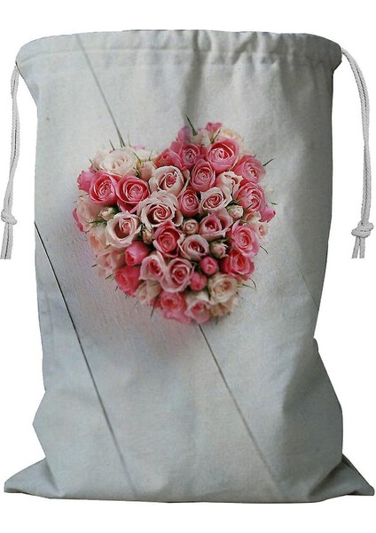 Kalp Desenli Aşk Konseptli Aşk Hediyelikleri Ipli Çamaşır Sepeti 45X60 cm (Yurt Dışından)