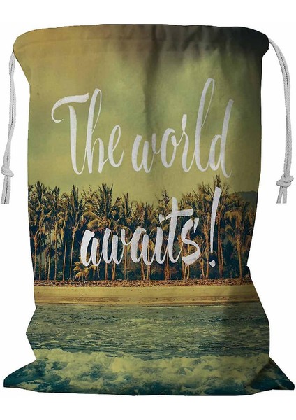 Letter Ocean Kordonlu Çamaşır Sepeti 45X60 cm (Yurt Dışından)