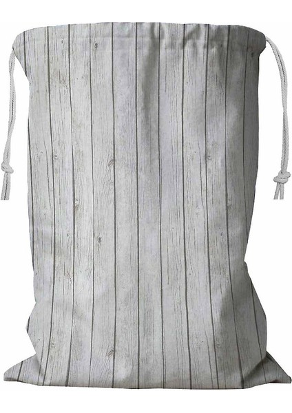 Scrapbooking Beyaz Ahşap Dokulu Ipli Çamaşır Sepeti 45X60 cm (Yurt Dışından)