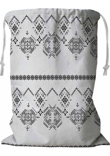 Etnik Tribal Sanat Boho Doku Ipli Çamaşır Sepeti 45X60 cm (Yurt Dışından)